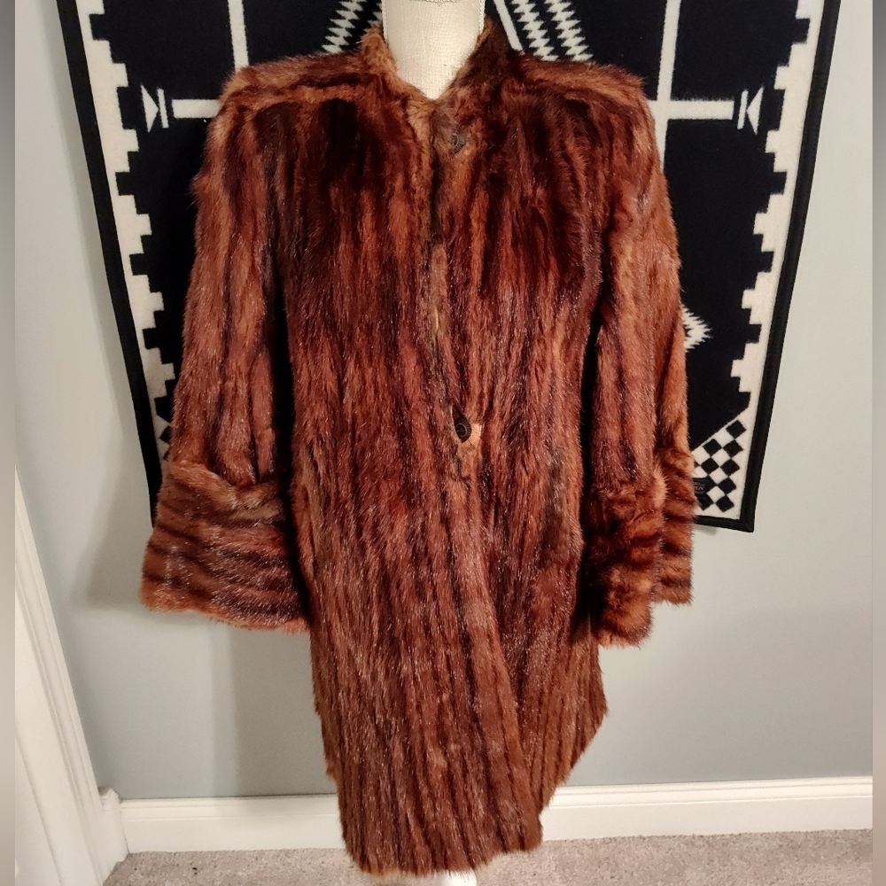 Vintage Women's Brown Fur Trench Coat